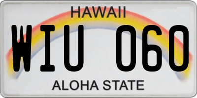 HI license plate WIU060