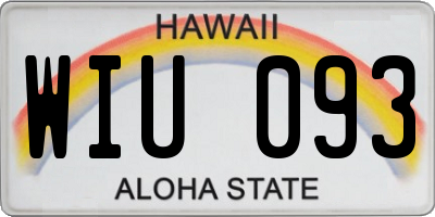 HI license plate WIU093