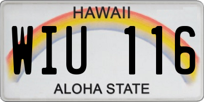 HI license plate WIU116