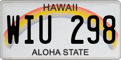 HI license plate WIU298