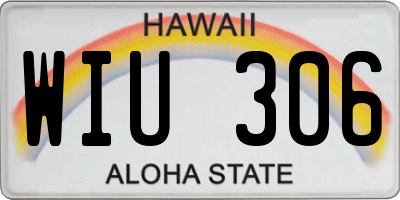 HI license plate WIU306