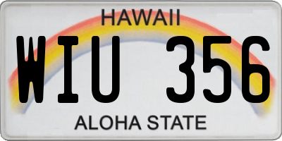 HI license plate WIU356