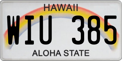 HI license plate WIU385