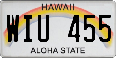 HI license plate WIU455