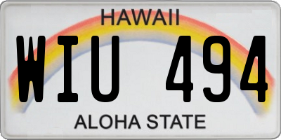 HI license plate WIU494