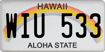 HI license plate WIU533