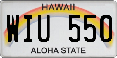 HI license plate WIU550