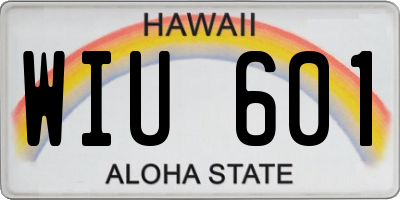 HI license plate WIU601