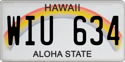 HI license plate WIU634