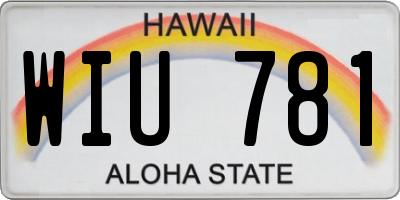 HI license plate WIU781