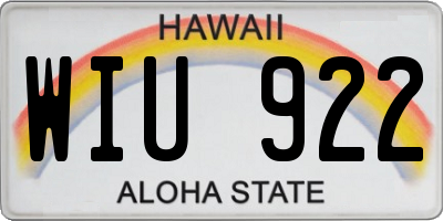 HI license plate WIU922