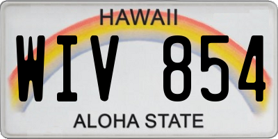 HI license plate WIV854