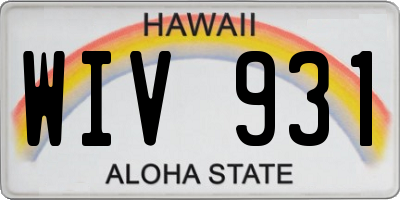 HI license plate WIV931