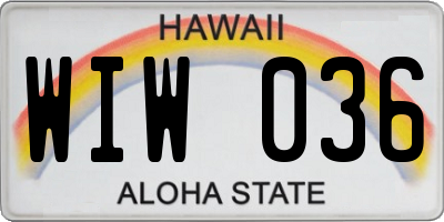 HI license plate WIW036