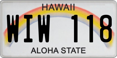 HI license plate WIW118