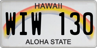 HI license plate WIW130