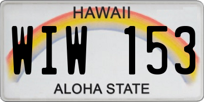 HI license plate WIW153