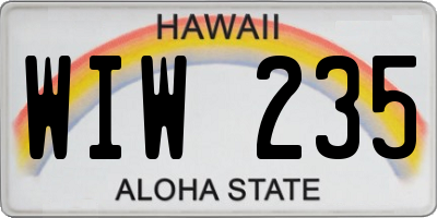 HI license plate WIW235
