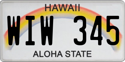 HI license plate WIW345