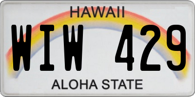 HI license plate WIW429