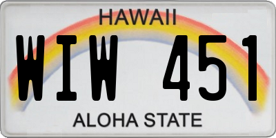 HI license plate WIW451