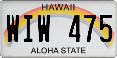 HI license plate WIW475