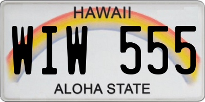 HI license plate WIW555