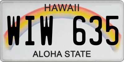 HI license plate WIW635