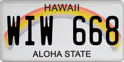 HI license plate WIW668