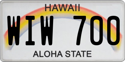 HI license plate WIW700