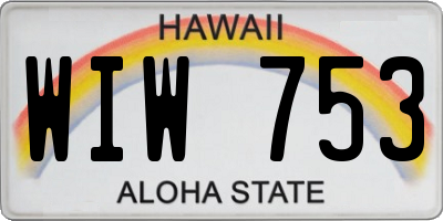 HI license plate WIW753