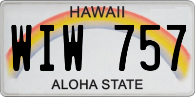 HI license plate WIW757