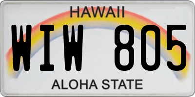 HI license plate WIW805
