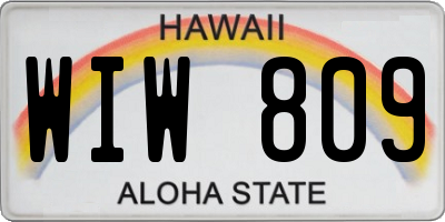 HI license plate WIW809