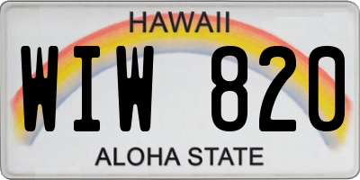 HI license plate WIW820