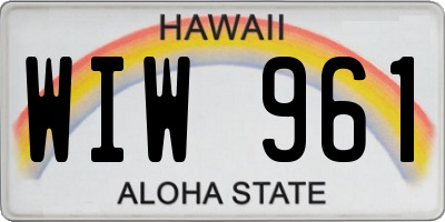 HI license plate WIW961