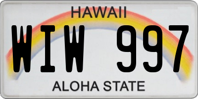 HI license plate WIW997