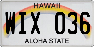 HI license plate WIX036