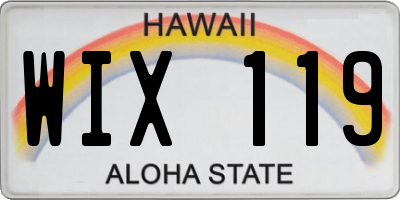 HI license plate WIX119