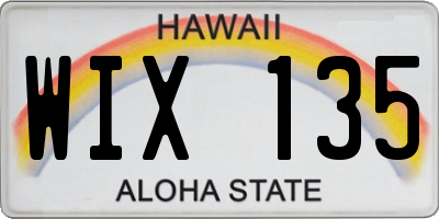 HI license plate WIX135