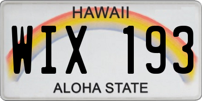 HI license plate WIX193