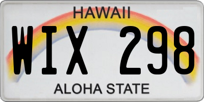 HI license plate WIX298
