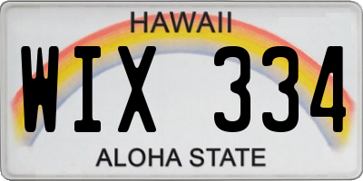 HI license plate WIX334