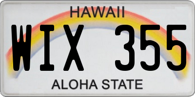 HI license plate WIX355