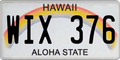 HI license plate WIX376