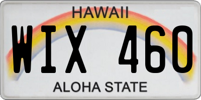 HI license plate WIX460