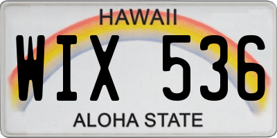 HI license plate WIX536