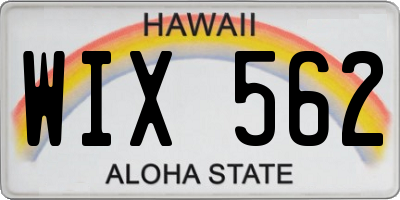 HI license plate WIX562