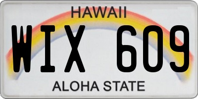 HI license plate WIX609