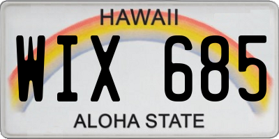 HI license plate WIX685